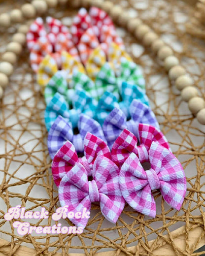 Gingham bows - all styles LEAVE HARDWARE IN NOTES PLZ (CLIP OR NYLON)