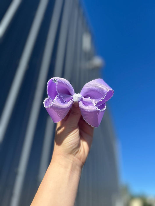 Orchid moon stitch ribbon bow