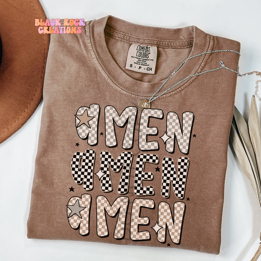 checkered amen comfort colors tshirt