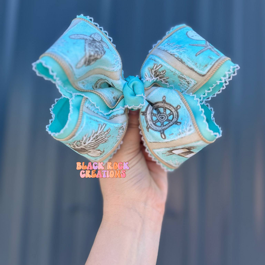 Aqua beach trip ribbon bow