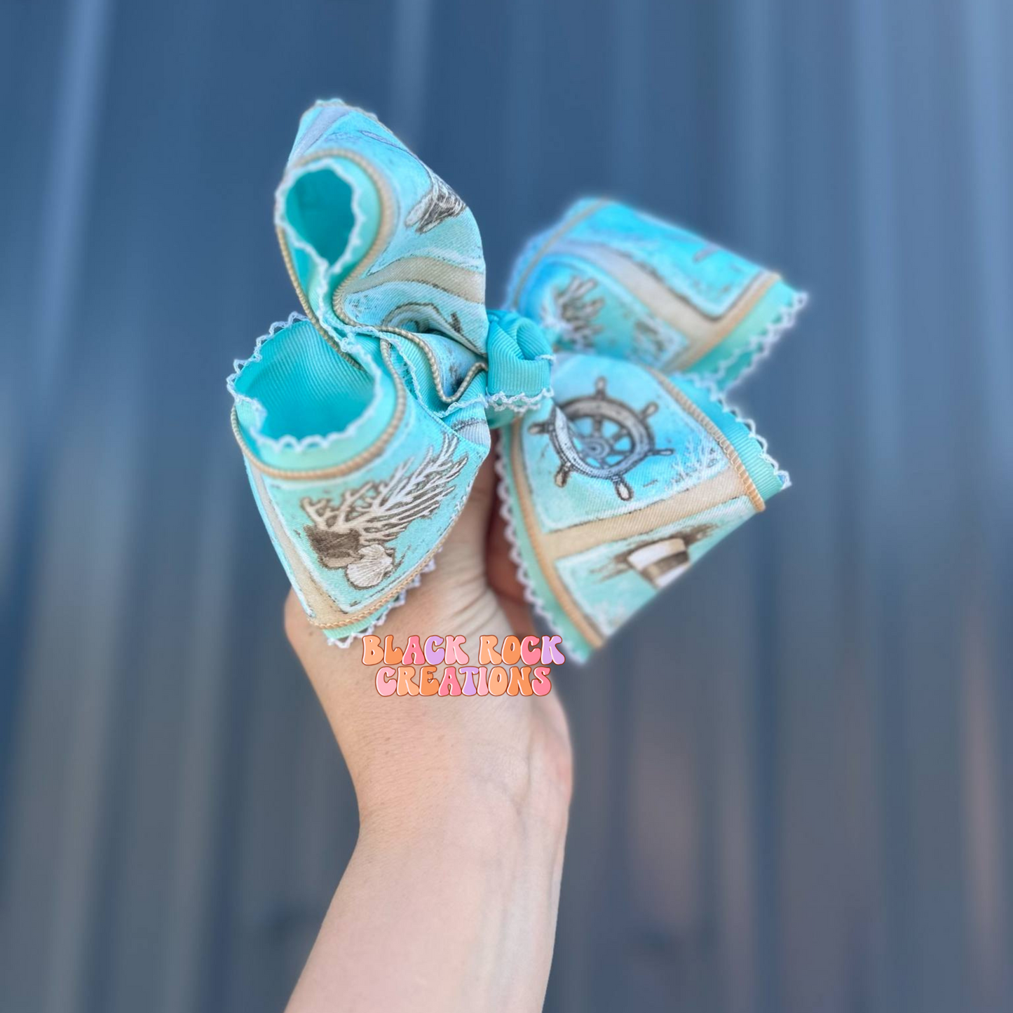 Aqua beach trip ribbon bow