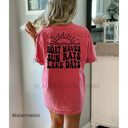 boat waves sun rays lake days comfort colors t-shirt
