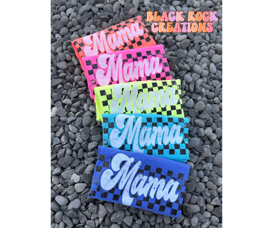 NEON checkered mama comfort colors t-shirts