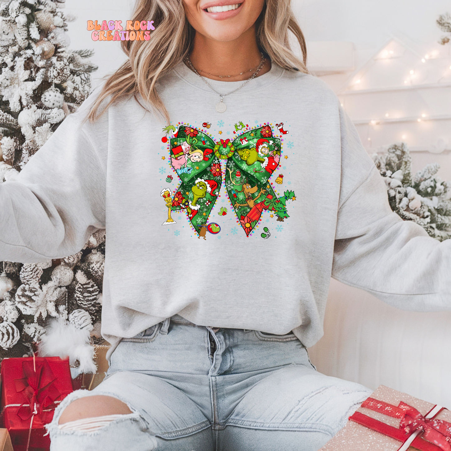 Christmas bow sweatshirt
