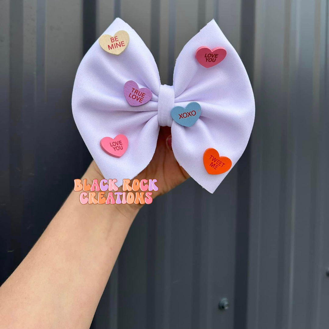 white scuba convo hearts bow - valentines day