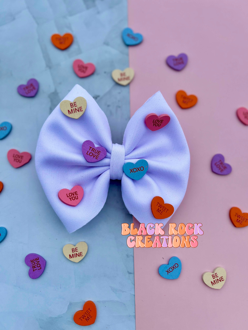 white scuba convo hearts bow - valentines day