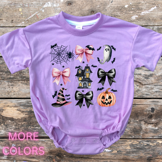 Coquette halloween short sleeve bubble romper