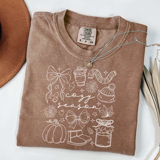 Cozy season doodles comfort colors tshirt