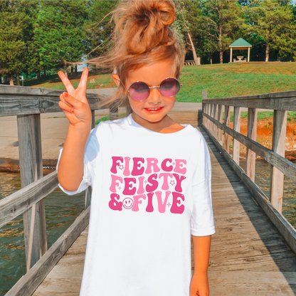 5th birthday fierce feisty and five comfort colors tshirt