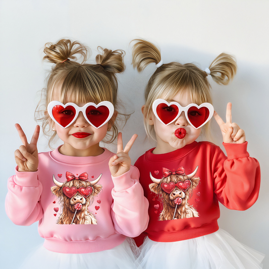 Highland cow Valentines day toddler sweatshirt