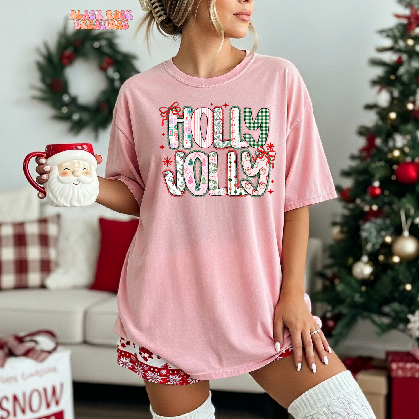 Holly jolly christmas comfort colors tshirt