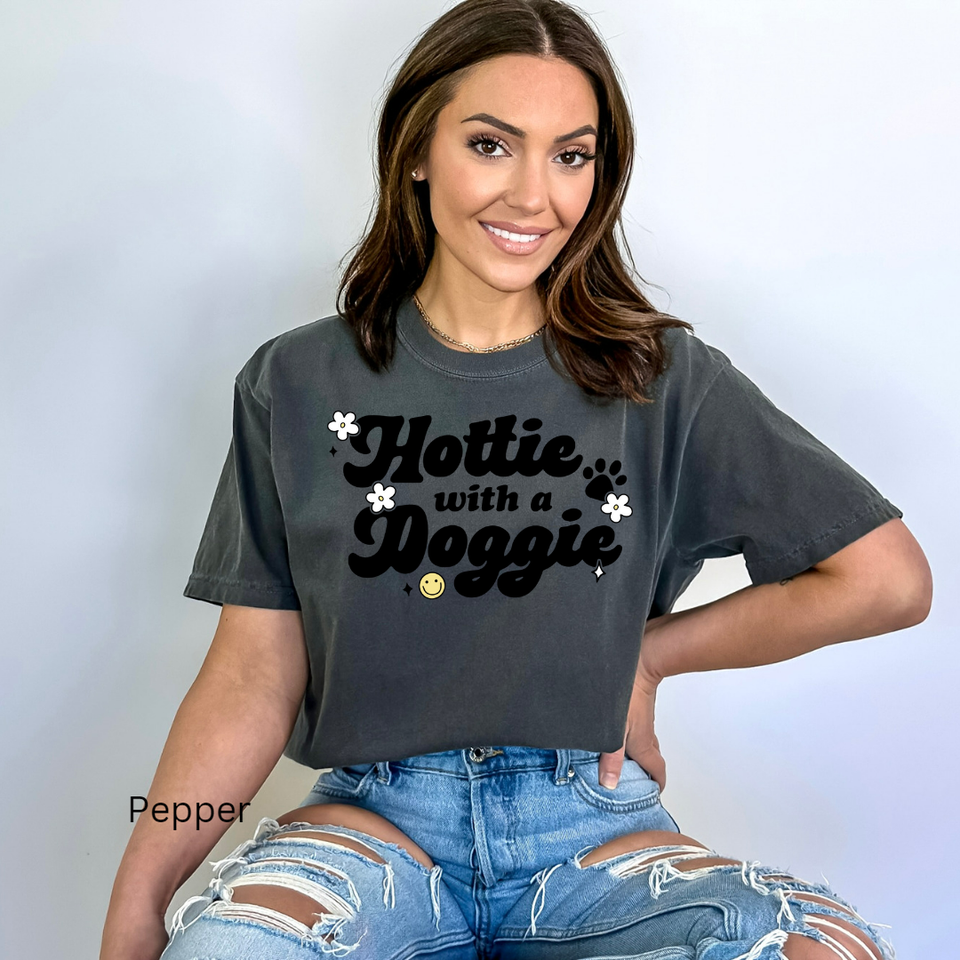 hottie with a doggie comfort colors t-shirt