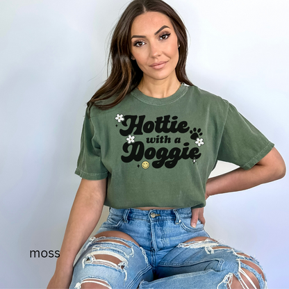 hottie with a doggie comfort colors t-shirt