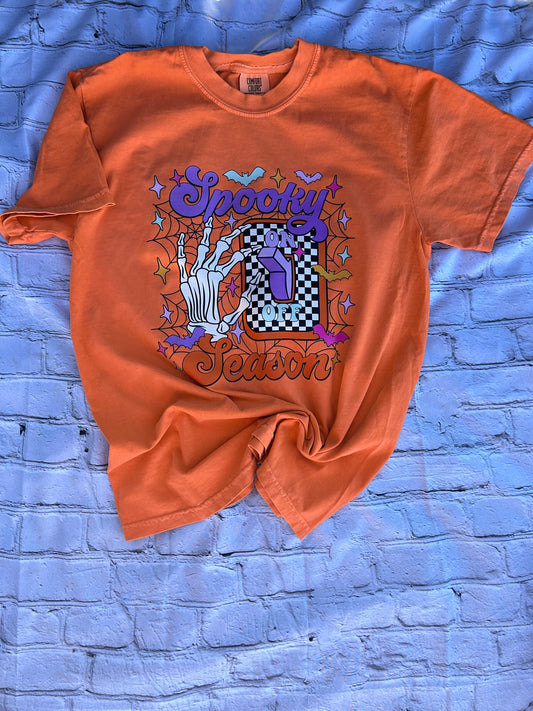 Spooky season on/ off comfort colors t-shirt