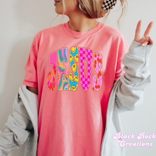 Neon Jesus comfort colors tshirt