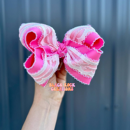 OOAK Pink moon stitch Ribbon Bow