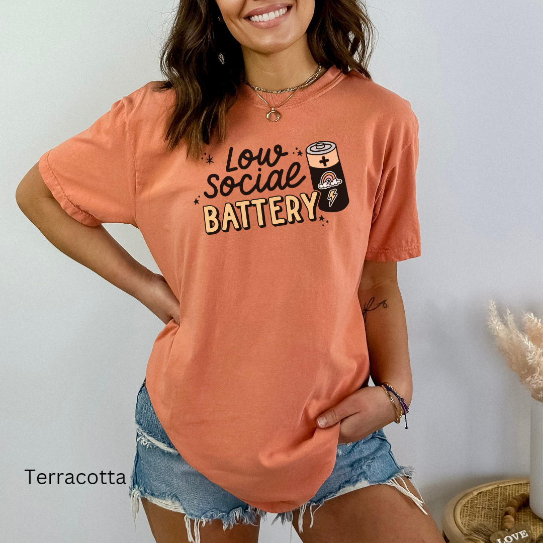 low social battery colors t-shirt
