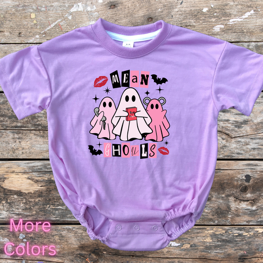 Mean ghouls short sleeve bubble romper