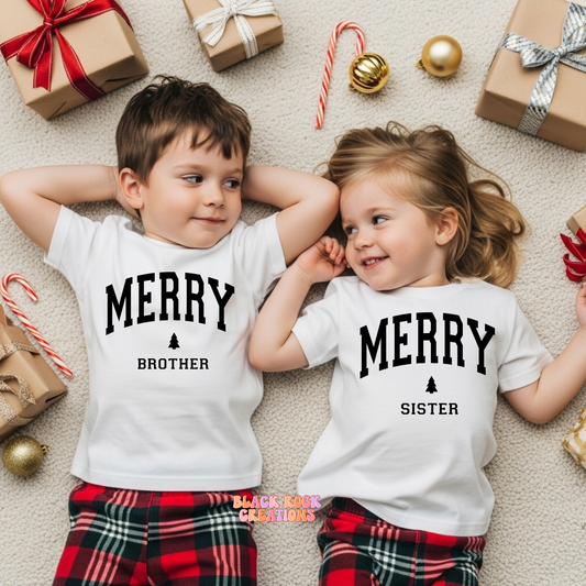 Merry siblings matching toddler tee