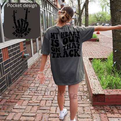 My heart is on that track wavy comfort colors tshirt - more design colors