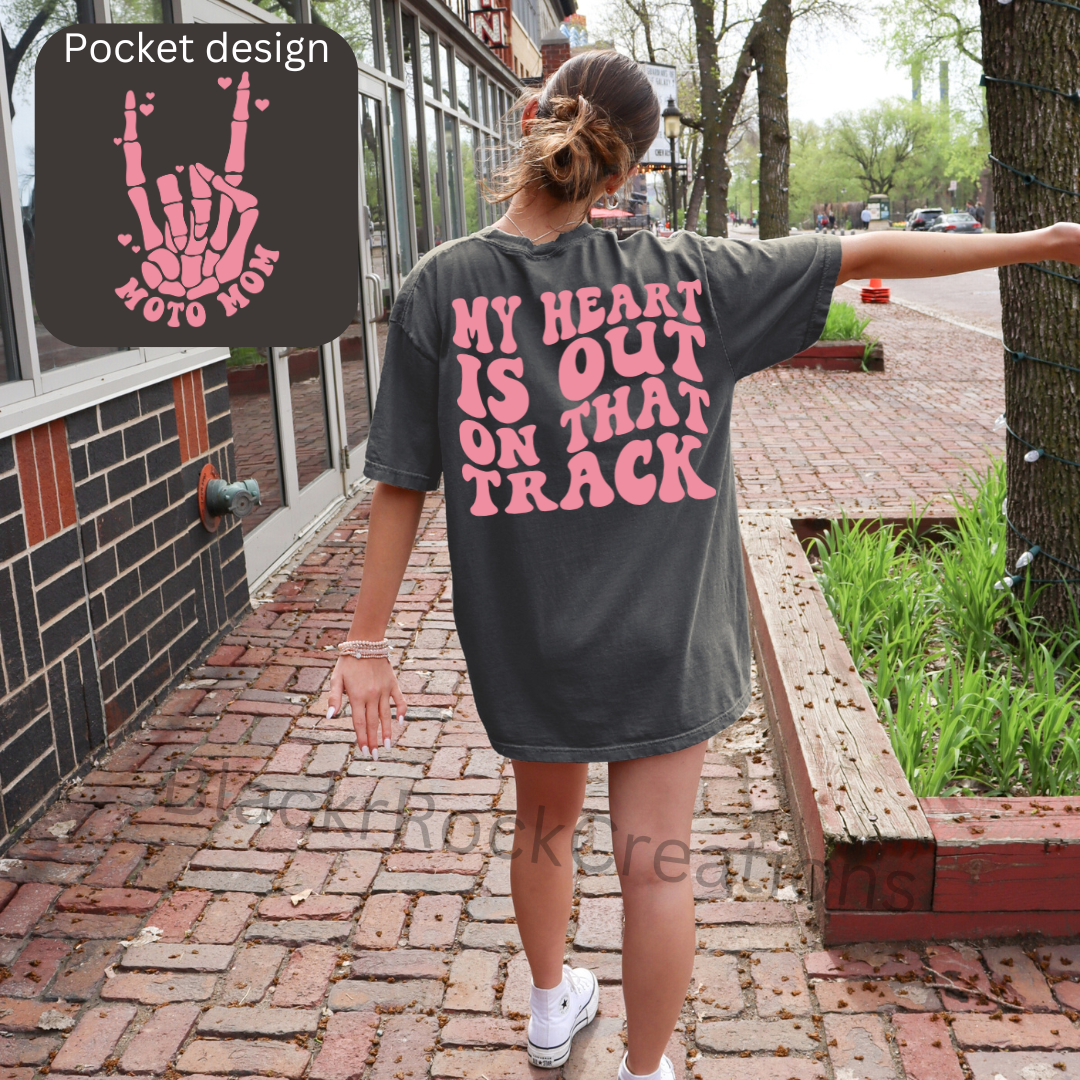 My heart is on that track wavy comfort colors tshirt - more design colors