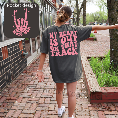 My heart is on that track wavy comfort colors tshirt - more design colors
