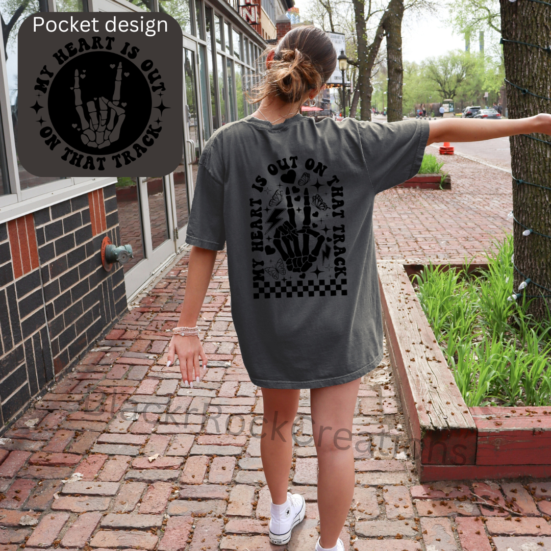 My heart is on that track comfort colors tshirt - more design colors