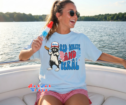 Red white and feral comfort colors tshirt