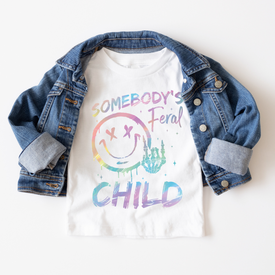 sombodys feral child kids tshirt