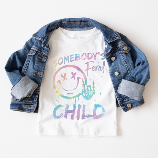 sombodys feral child kids tshirt