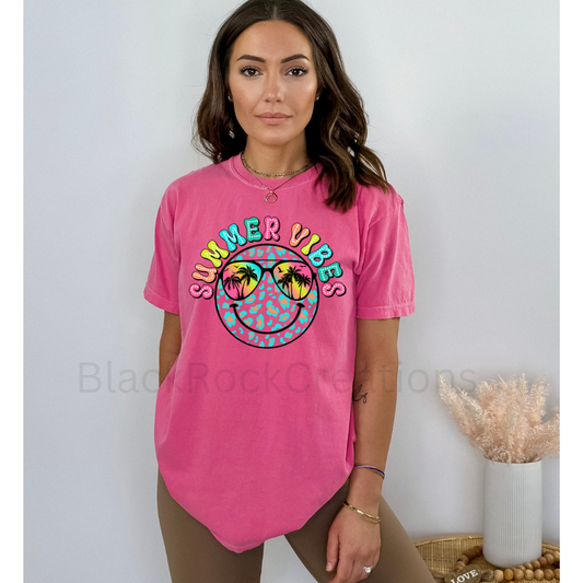 neon summer vibes comfort colors tshirt