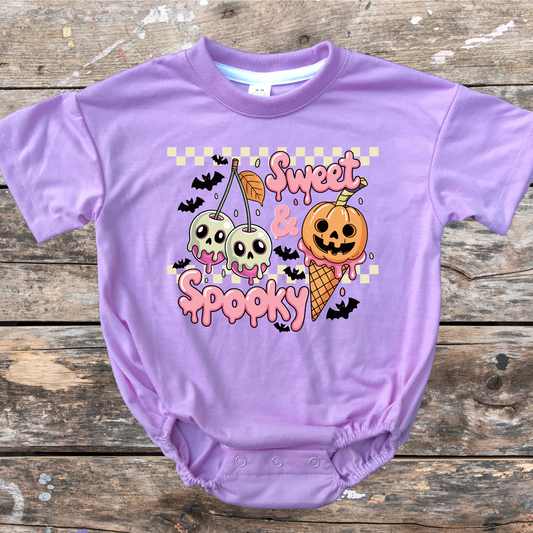 Sweet & spooky short sleeve bubble romper