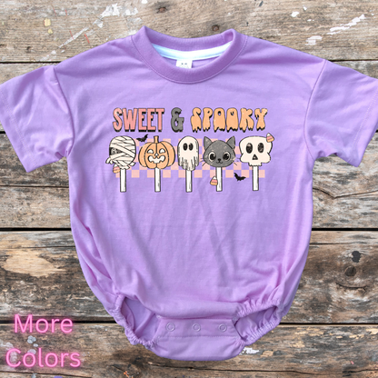 Sweet & spooky treats short sleeve bubble romper