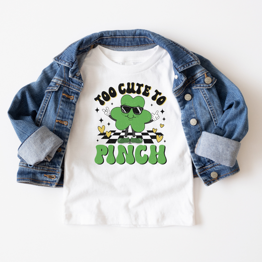 Too cute to pinch boy toddler tshirt, st patricks day