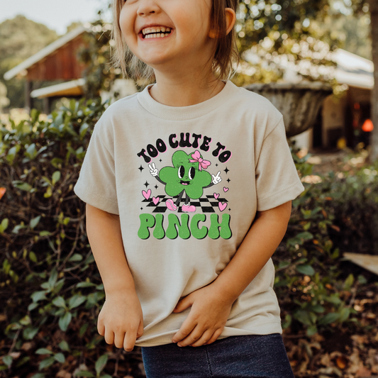 Too cute to pinch girl toddler tshirt, st patricks day